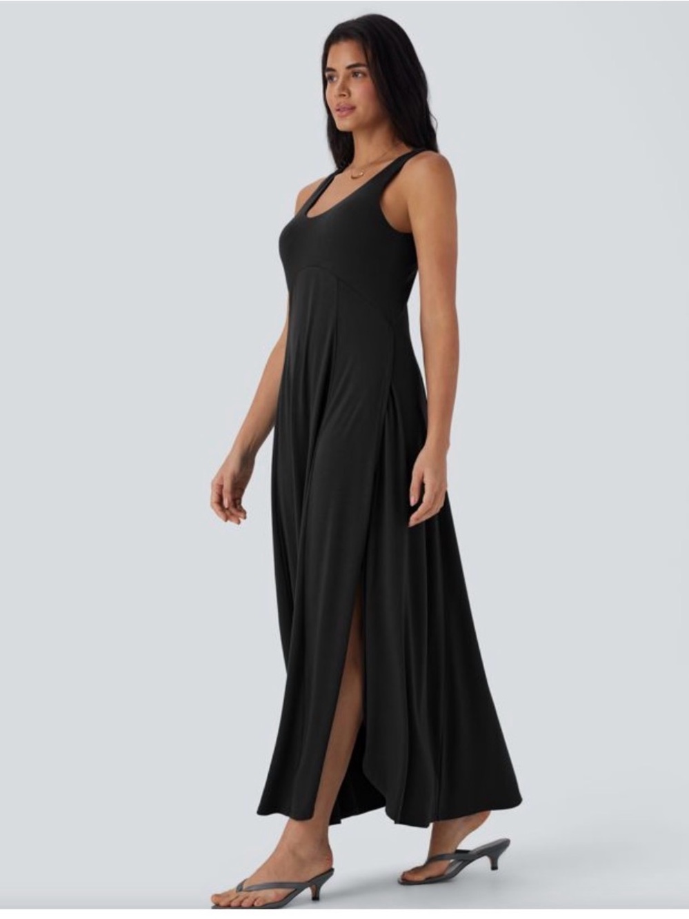 HALARA Sleeveless Black Maxi Dress with Side Slit NWT - Picture 3 of 9